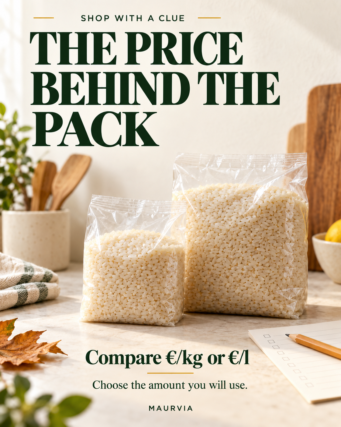 Compare unit prices and buy the amount you need